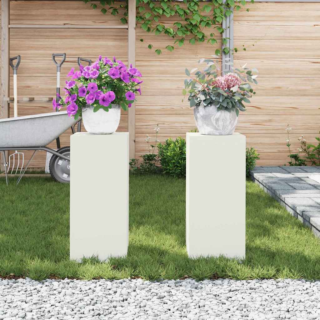 Planteholder 2 pcs Hvit 24 x 24 x 55 cm Stål vidaXL