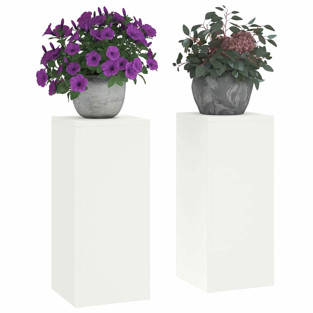Planteholder 2 pcs Hvit 24 x 24 x 55 cm Stål vidaXL