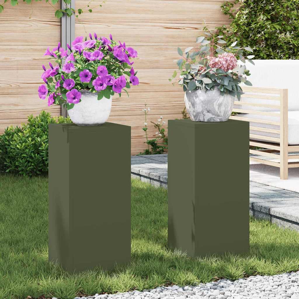 Plantestander 2 pcs Olivengrønn 24 x 24 x 55 cm Stål