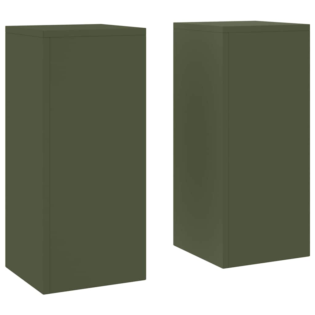 Planteholder 2 pcs Olivengrønn 24 x 24 x 55 cm Stål