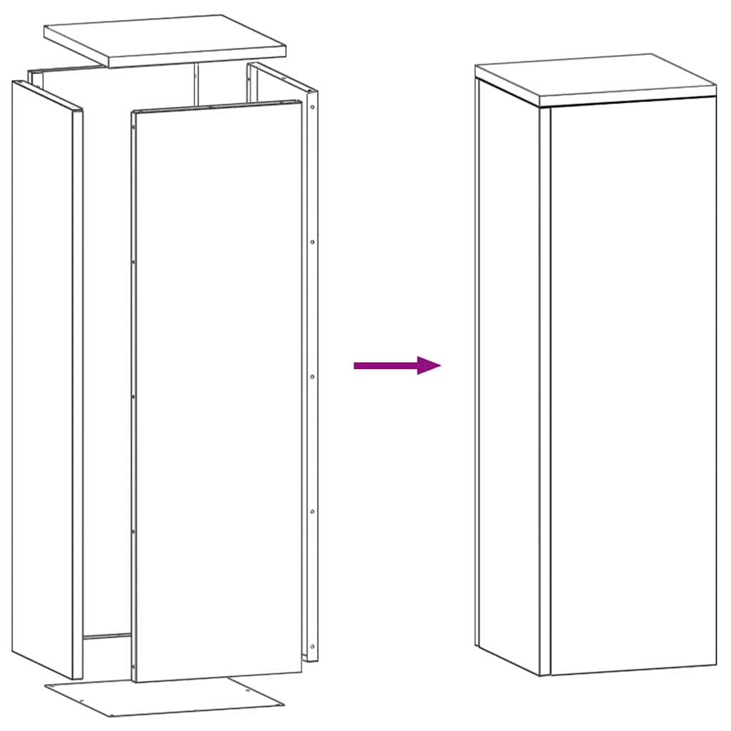 Planteholder 2 pcs Svart 24 x 24 x 75 cm Stål