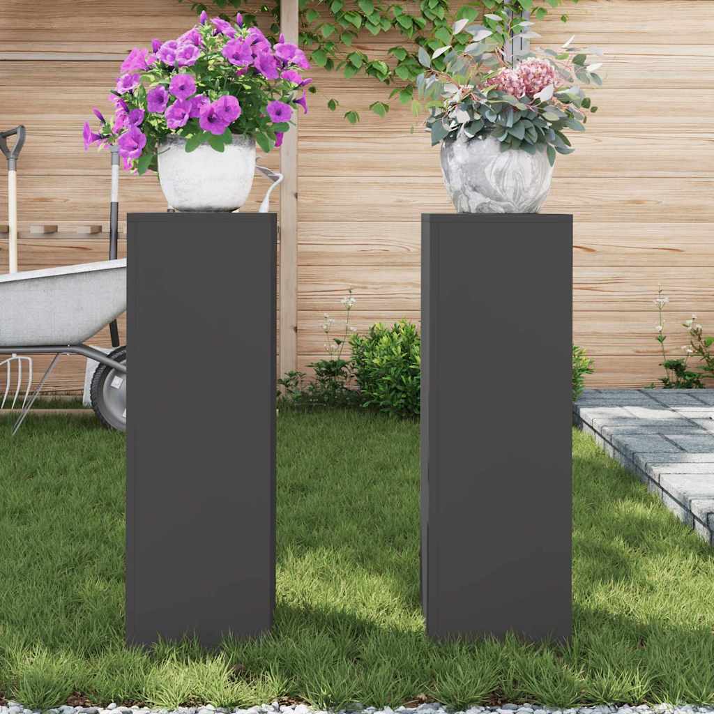 Planteholder 2 pcs Svart 24 x 24 x 75 cm Stål