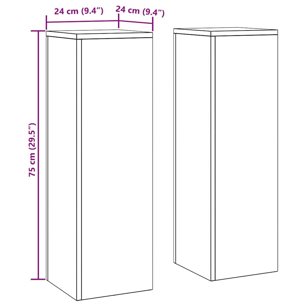 Planteholder 2 pcs Svart 24 x 24 x 75 cm Stål
