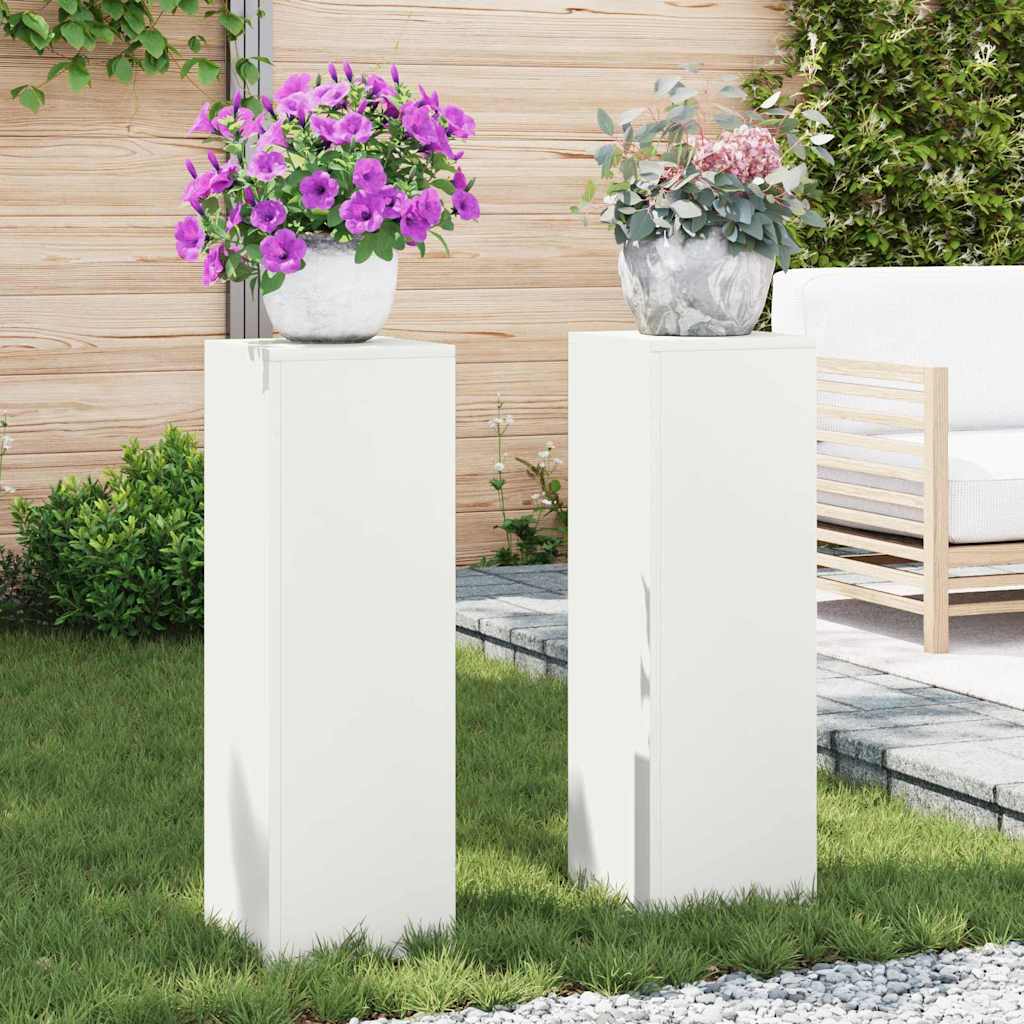 Planteholder 2 pcs Hvit 24 x 24 x 75 cm Stål