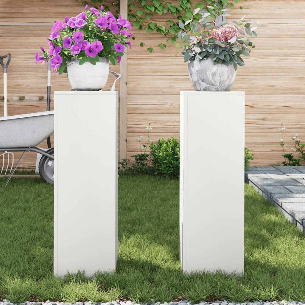 Planteholder 2 pcs Hvit 24 x 24 x 75 cm Stål