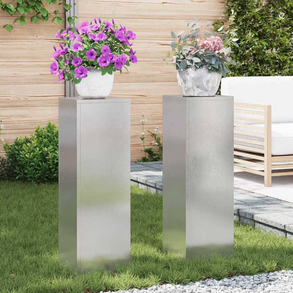 Planteholder 2 pcs sølv 24 x 24 x 75 cm Rustfritt stål