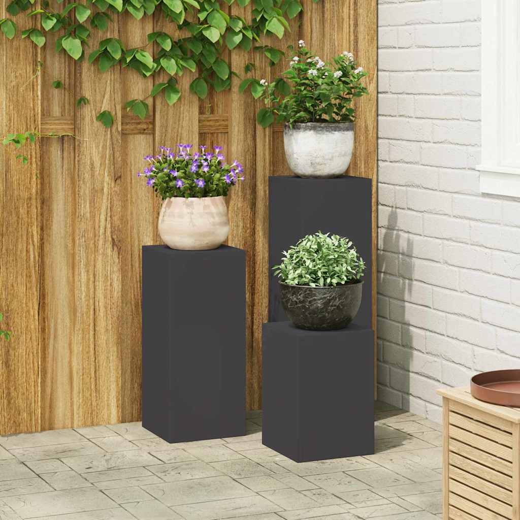 Planteholder 3 pcs Svart Stål