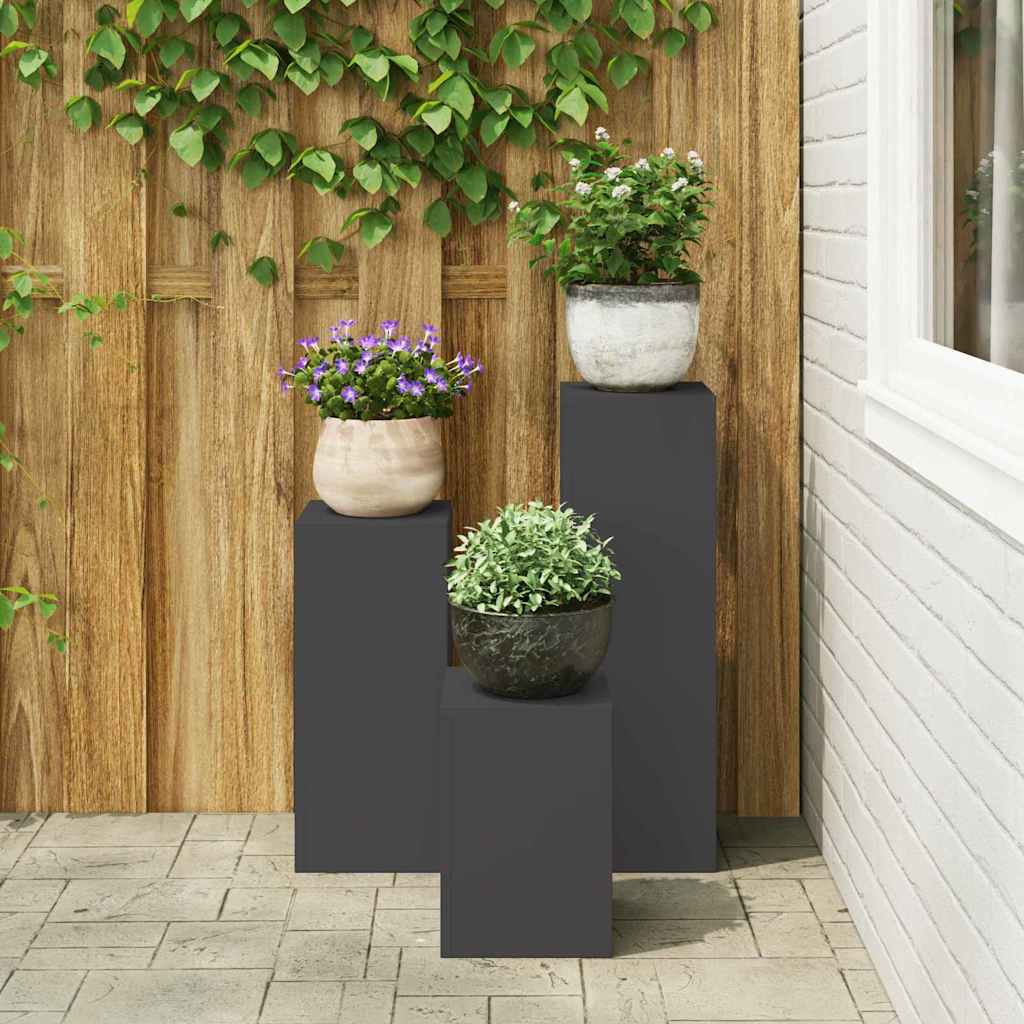 Planteholder 3 pcs Svart Stål