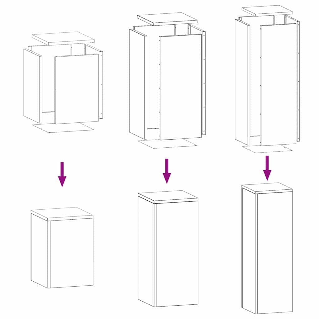 Planteholder 3 pcs Antrasitt Stål
