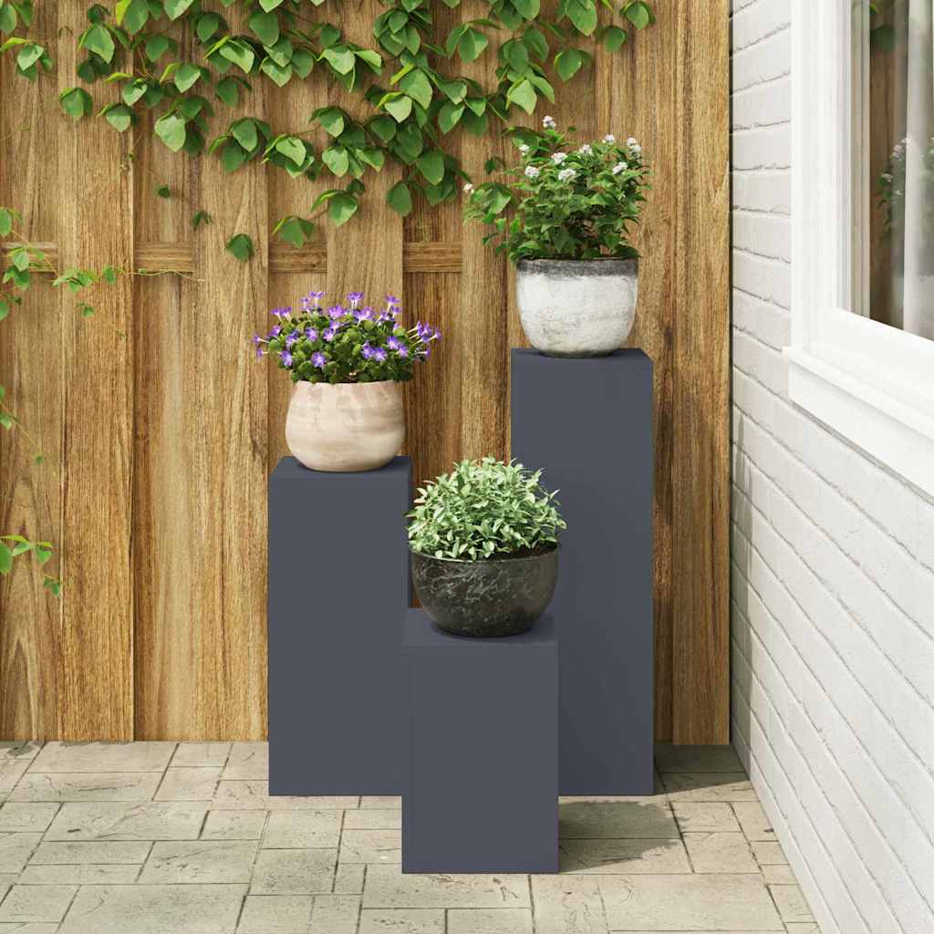 Planteholder 3 pcs Antrasitt Stål