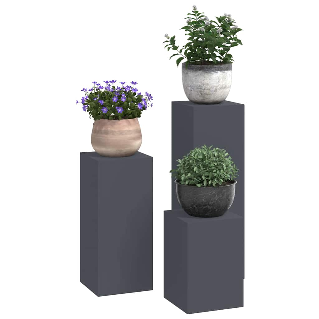Planteholder 3 pcs Antrasitt Stål