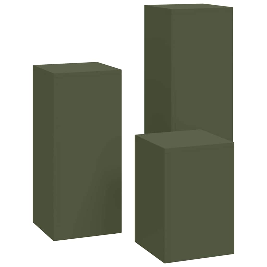 Plantestander 3 pcs Olivengrønn 24 x 24 x 75 cm Stål