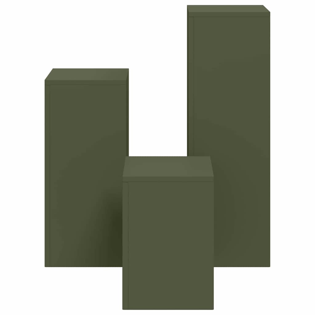 Plantestander 3 pcs Olivengrønn 24 x 24 x 75 cm Stål