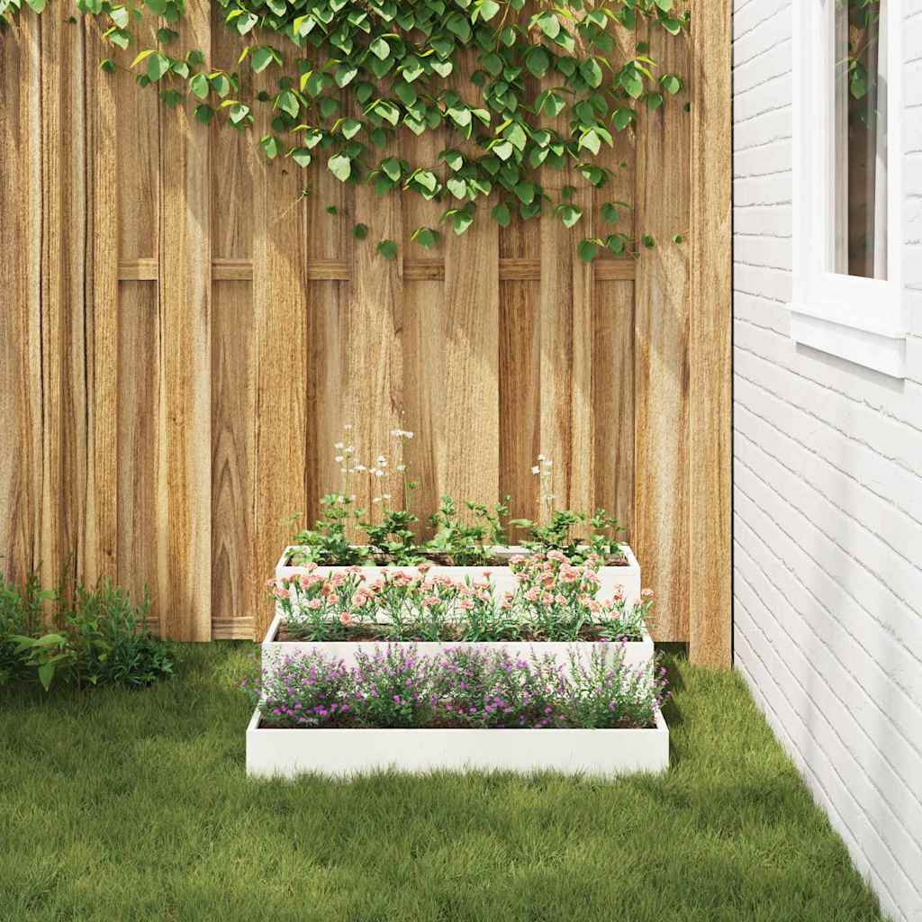 Hageblomsterpotte Hvit 90 x 90 x 35 cm Kaldvalsestål