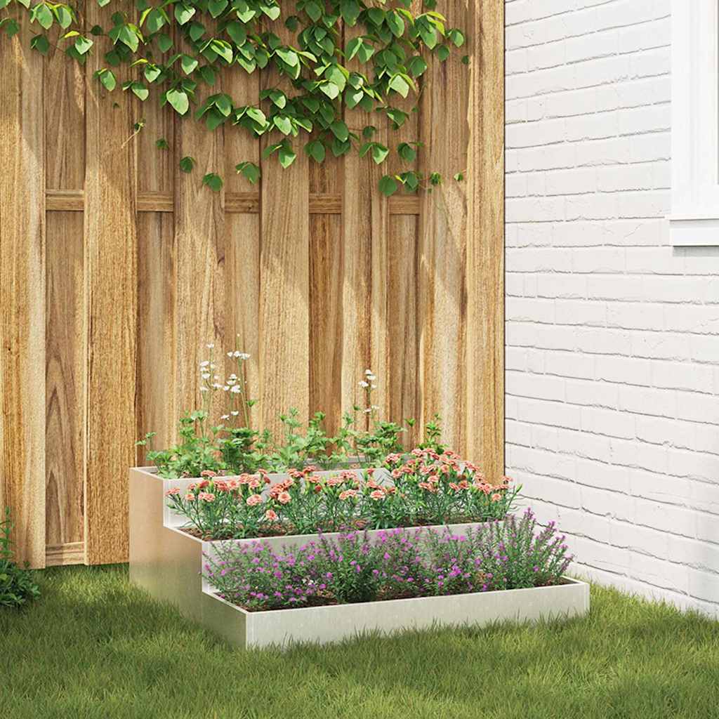 Hageblomsterpotte sølv 90 x 90 x 35 cm Rustfritt Stål