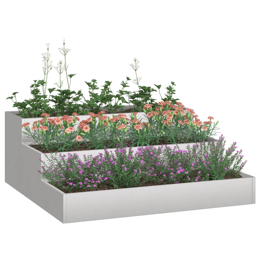 Hageblomsterpotte sølv 90 x 90 x 35 cm Rustfritt Stål