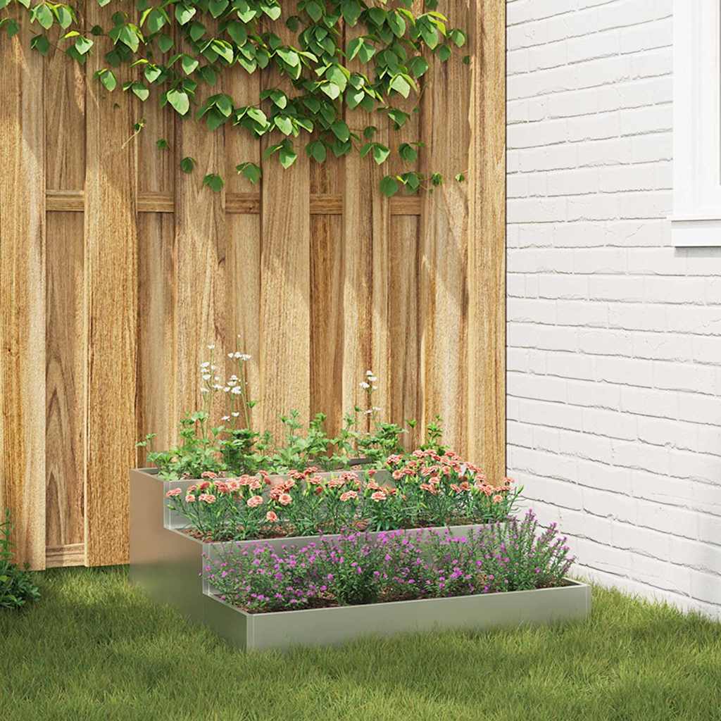 Hageblomsterpotte sølv 90 x 90 x 35 cm Galvanisert Stål