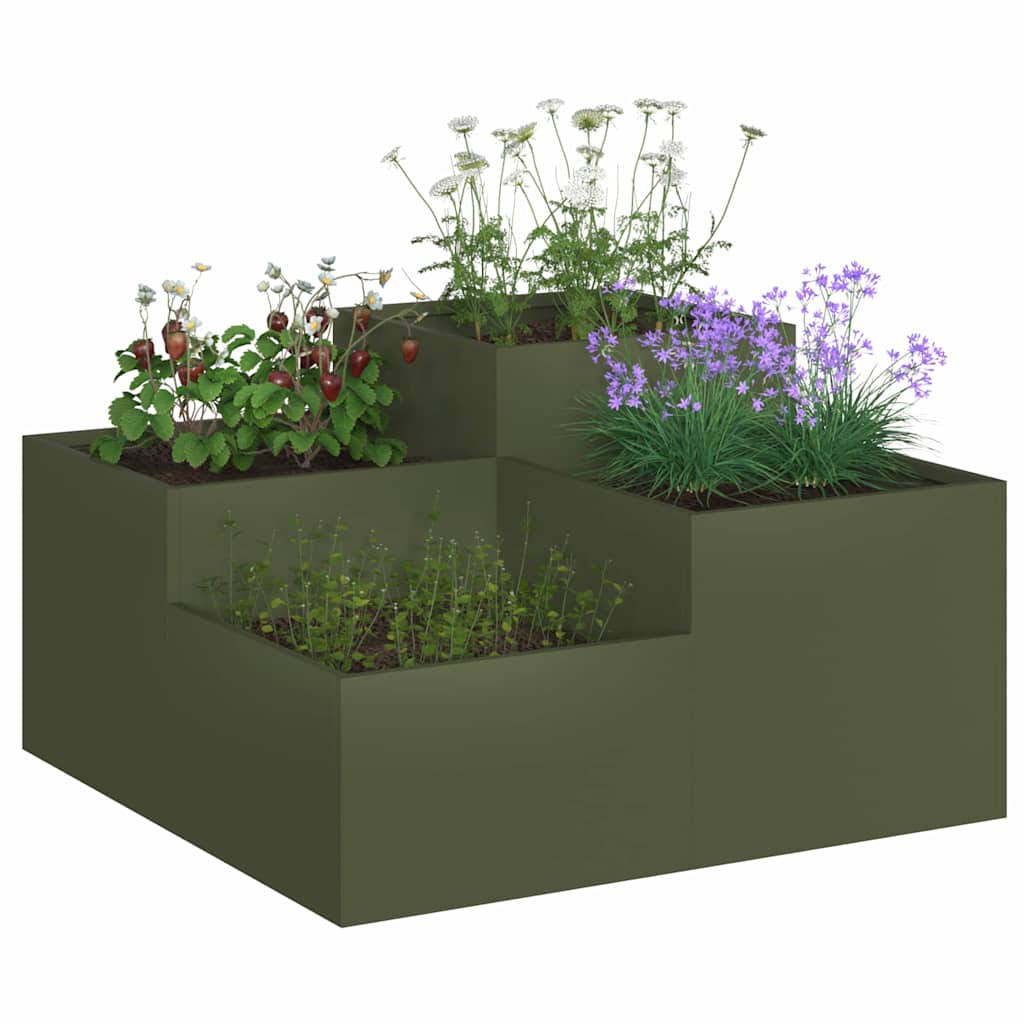 Hageblomsterpotte Olivengrønn 80 x 80 x 48 cm Stål