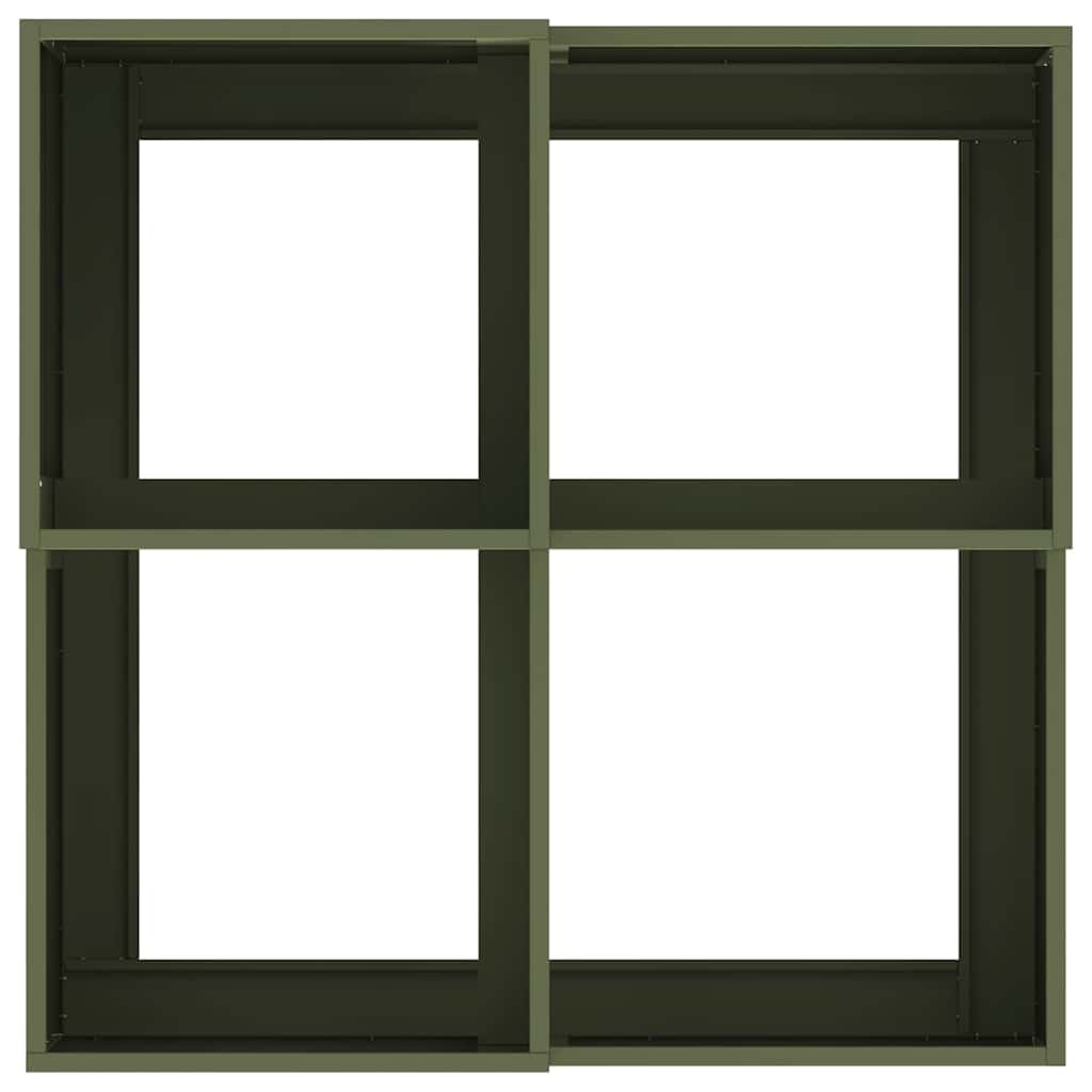 Hageblomsterpotte Olivengrønn 80 x 80 x 48 cm Stål