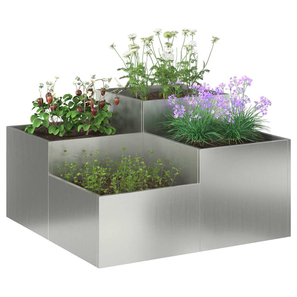 Hageblomsterpotte sølv 80 x 80 x 48 cm Galvanisert stål