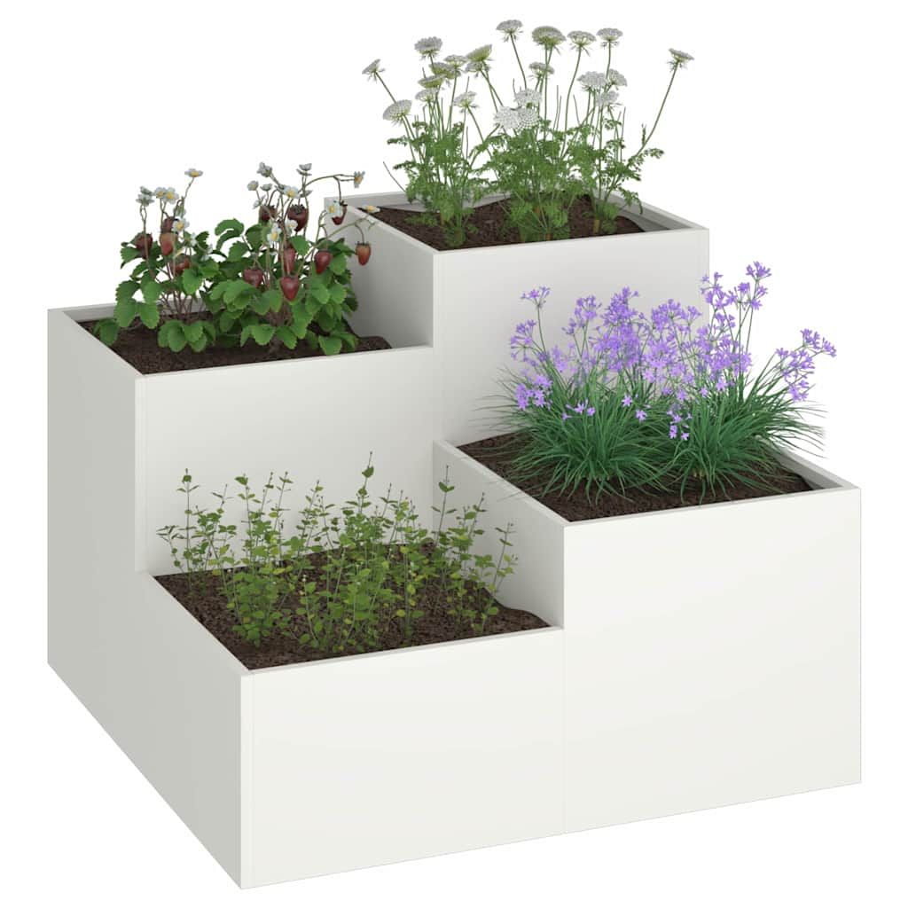 Hageblomsterpotte Hvit 80 x 80 x 60 cm Stål