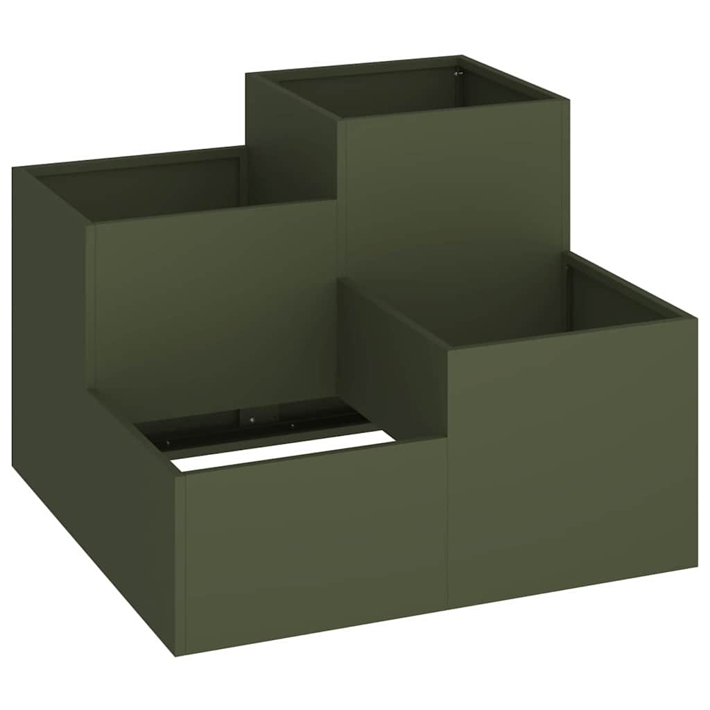 Hageblomsterpotte Olivengrønn 80 x 80 x 60 cm Stål
