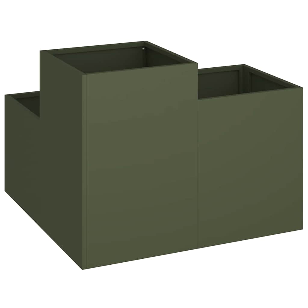 Hageblomsterpotte Olivengrønn 80 x 80 x 60 cm Stål