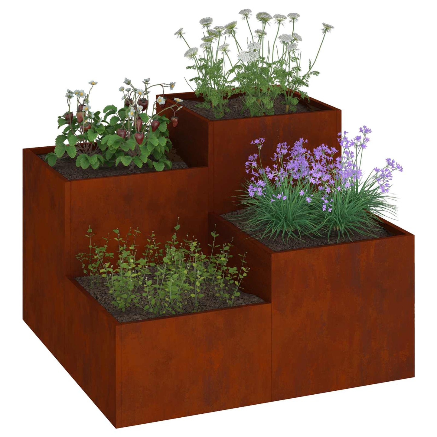 Hageblomsterpotte Rusten 80 x 80 x 60 cm Cortenstål