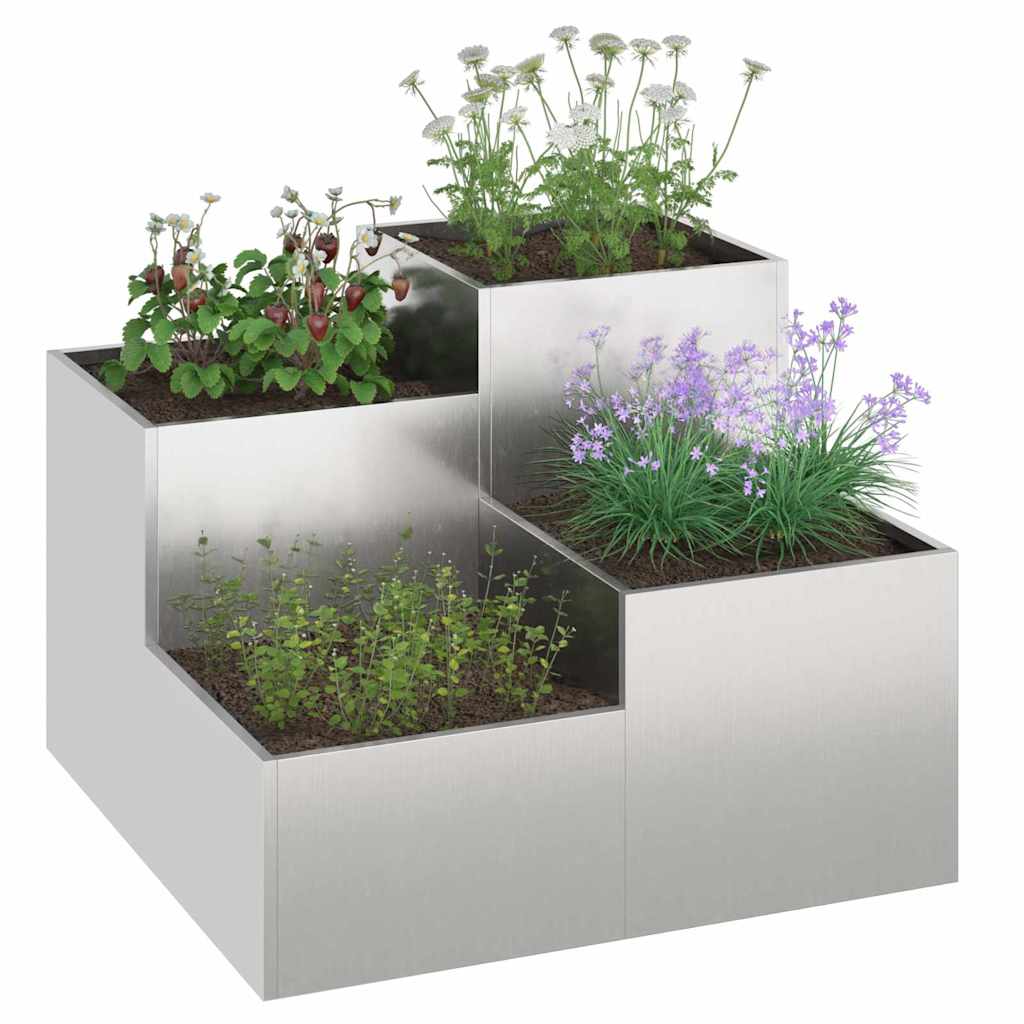 Hageblomsterpotte sølv 100 x 100 x 60 cm Rustfritt stål