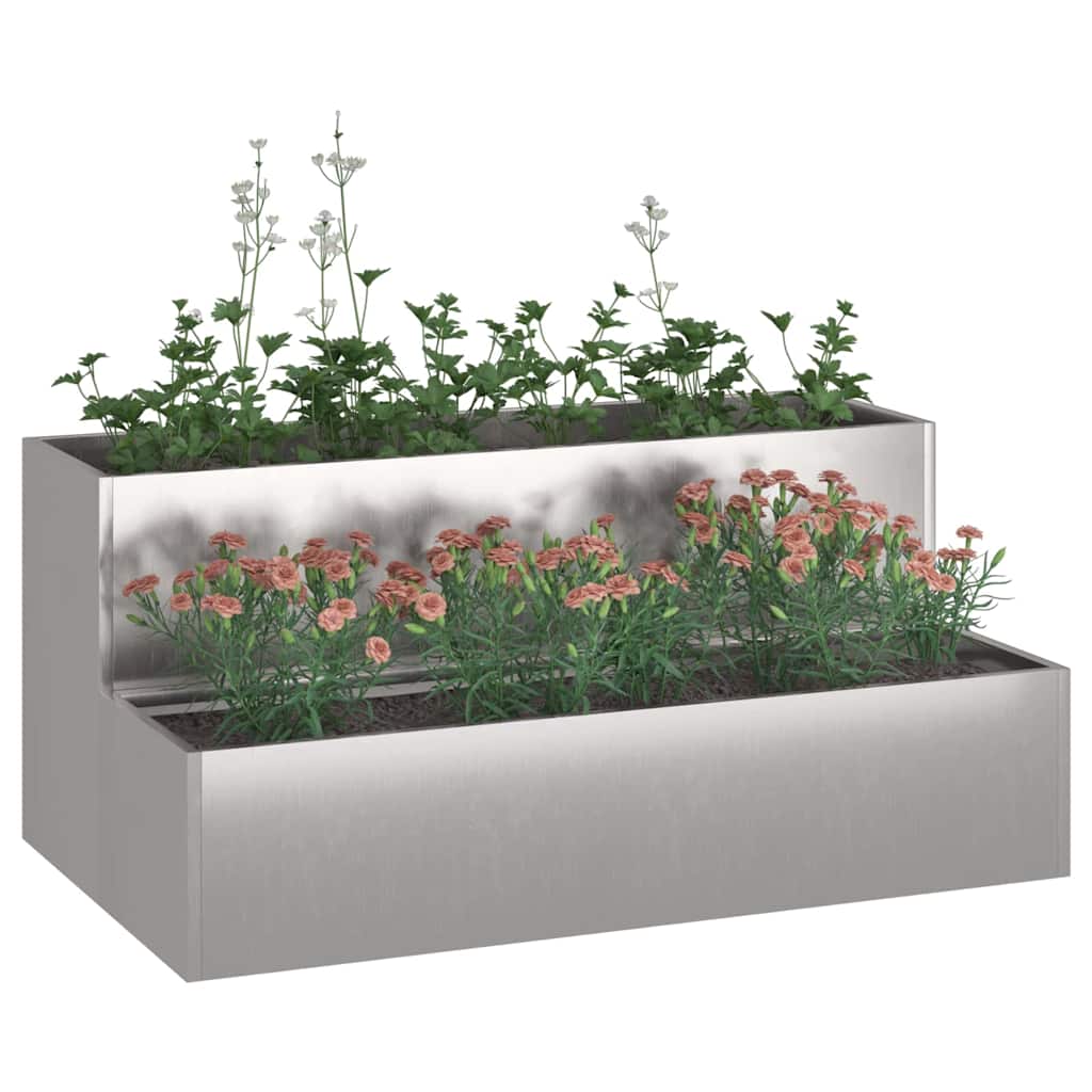 Hageblomsterpotte sølv 100 x 60 x 45 cm Rustfritt Stål