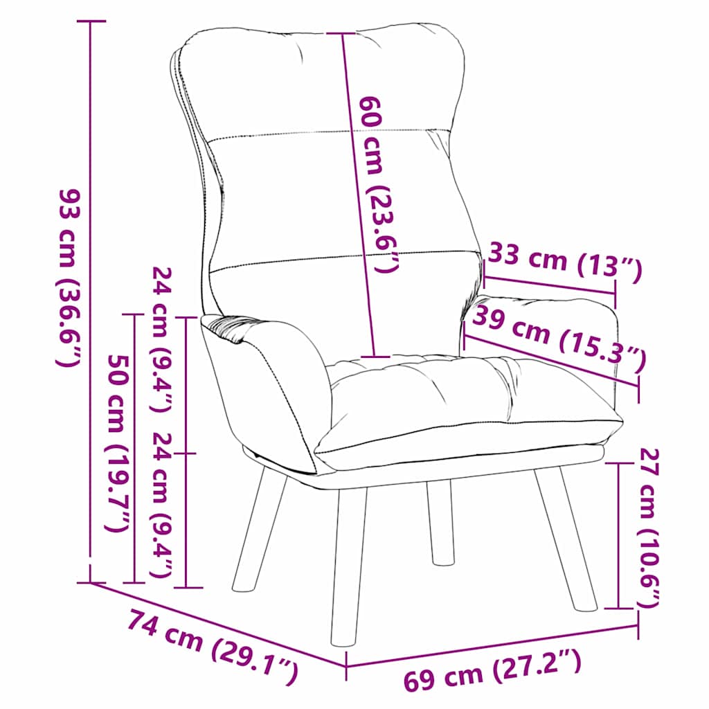 Avslappende stol Turkis 69 x 74 x 93 cm Fløyel
