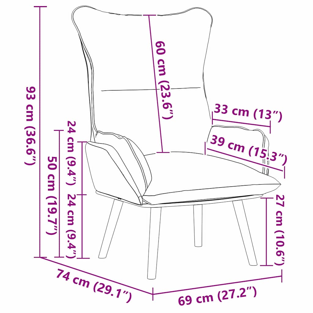 Avslappende stol Grå 69 x 74 x 93 cm Kunstlær