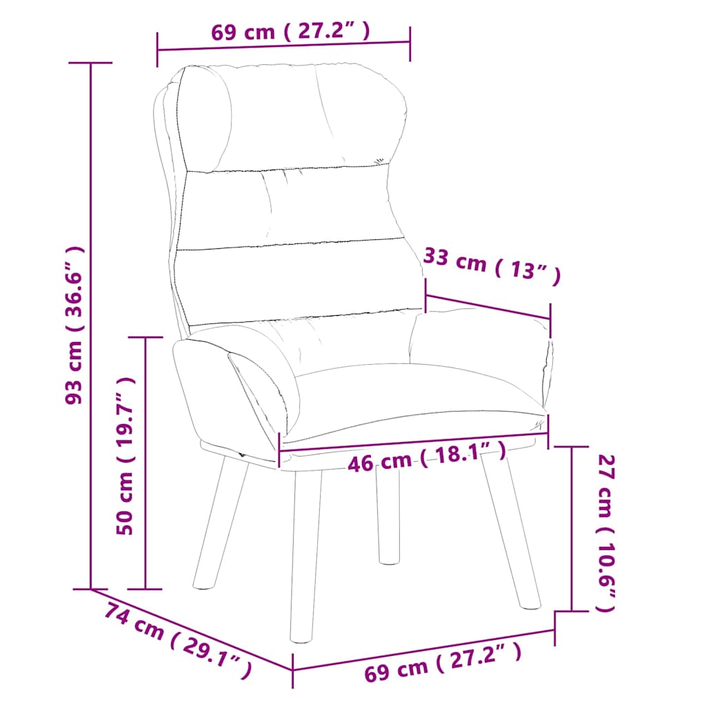Avslappende stol Blå 69 x 74 x 93 cm Fløyel