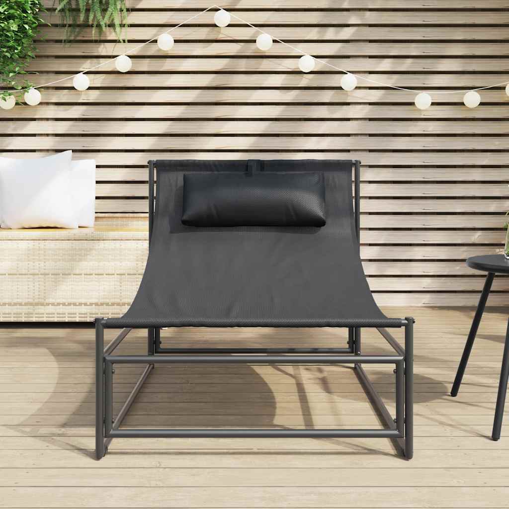Hagestol antrasitt 87x74x73 cm stål og tekstilene