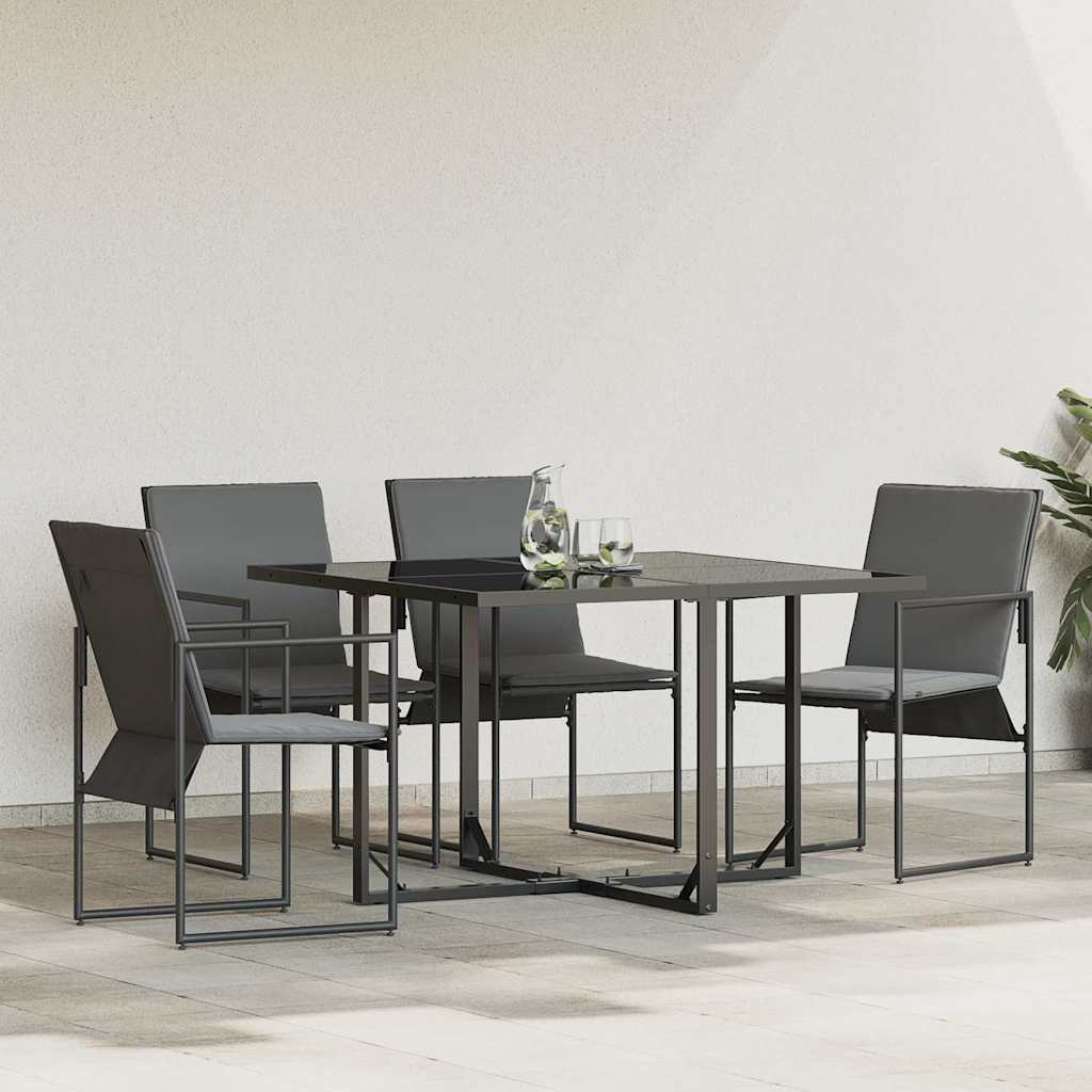 Stol med pute 4 pcs Svart og Anthracite Textilene