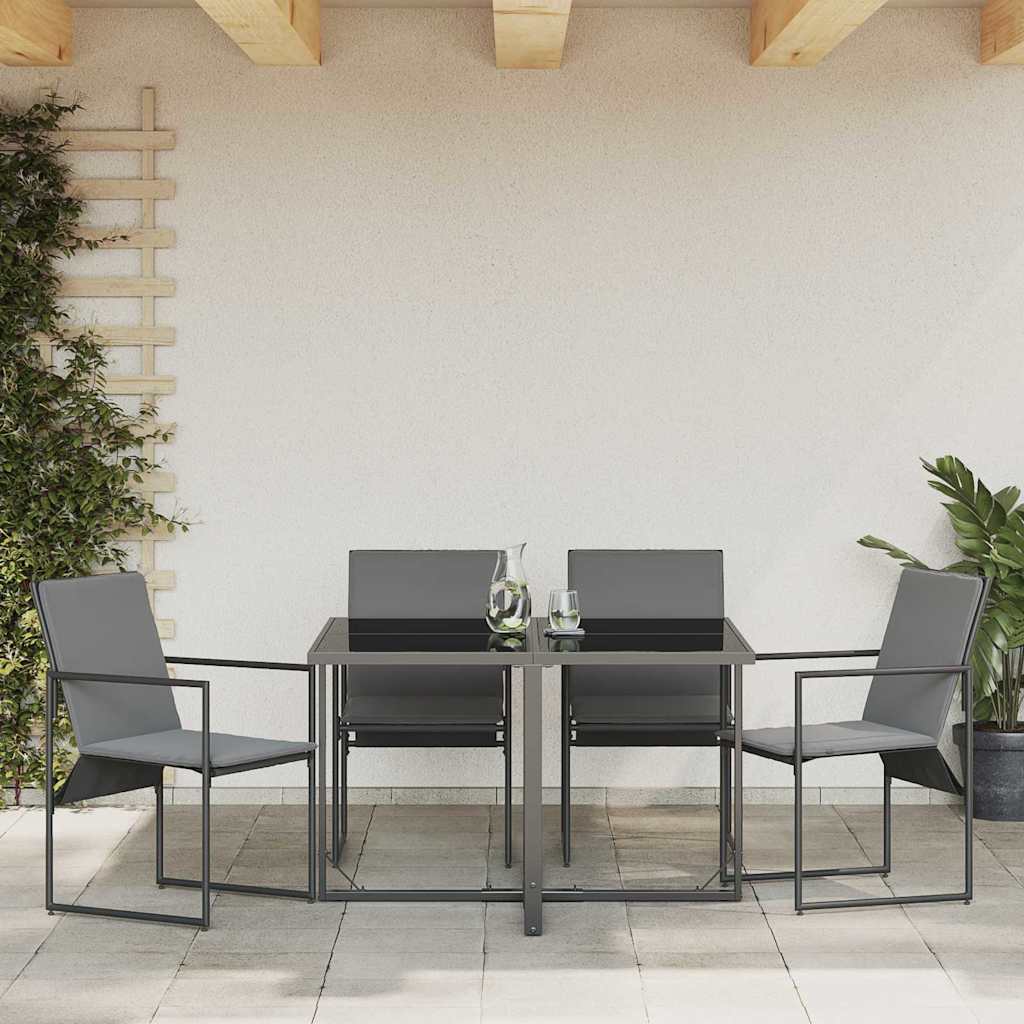Stol med pute 4 pcs Svart og Anthracite Textilene