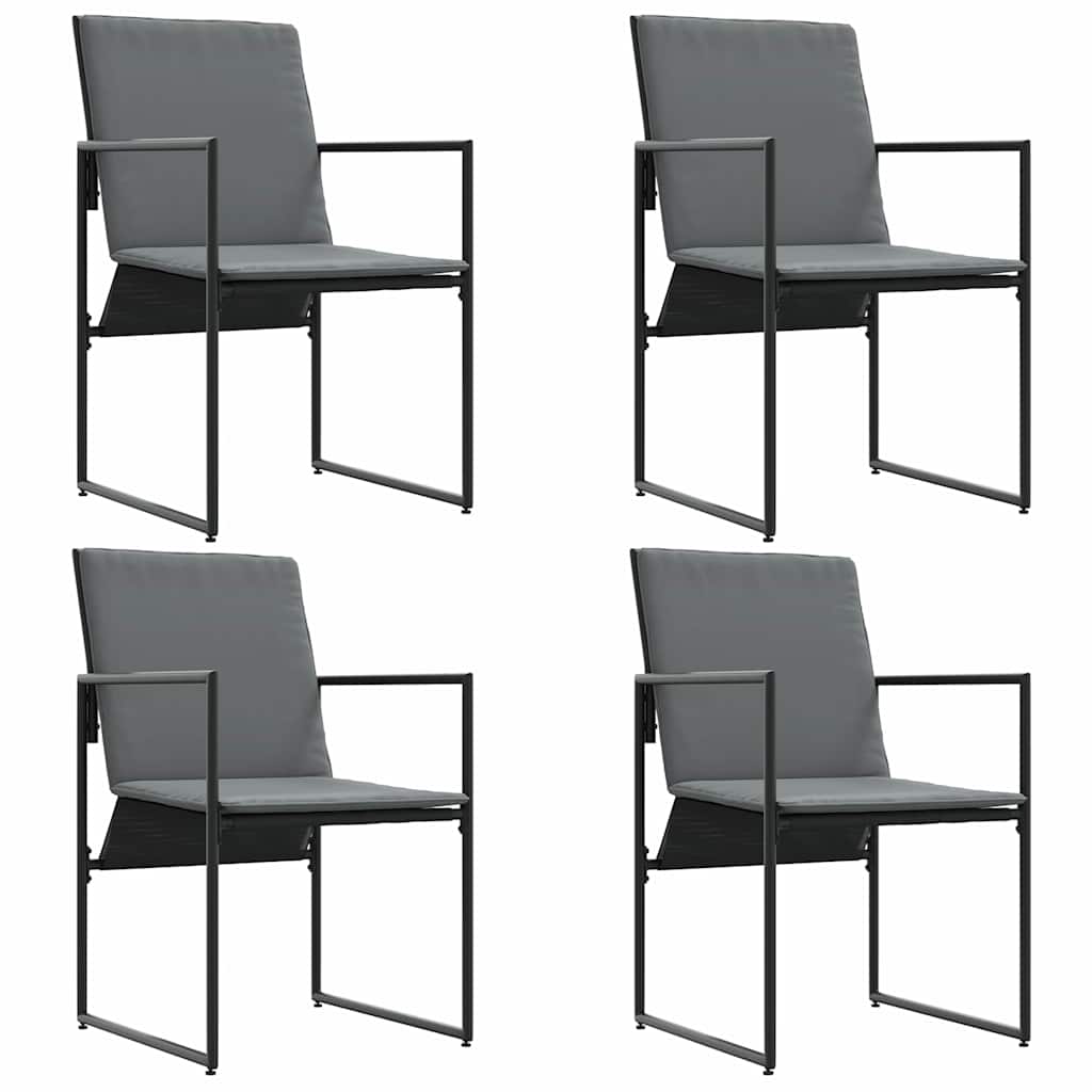 Stol med pute 4 pcs Svart og Anthracite Textilene