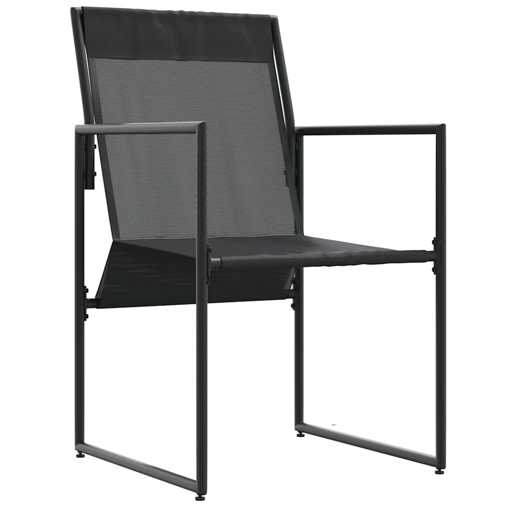 Stol med pute 4 pcs Svart og Anthracite Textilene