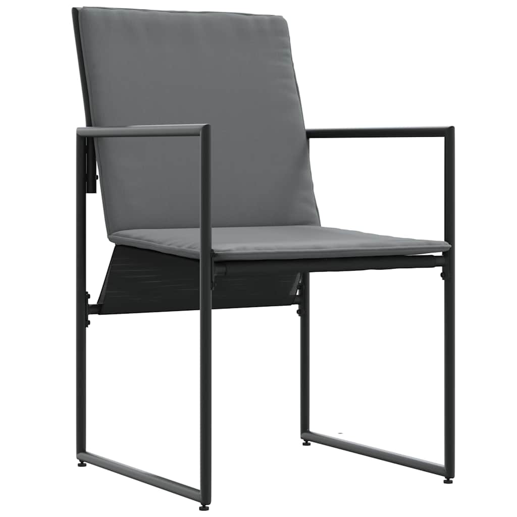 Stol med pute 4 pcs Svart og Anthracite Textilene