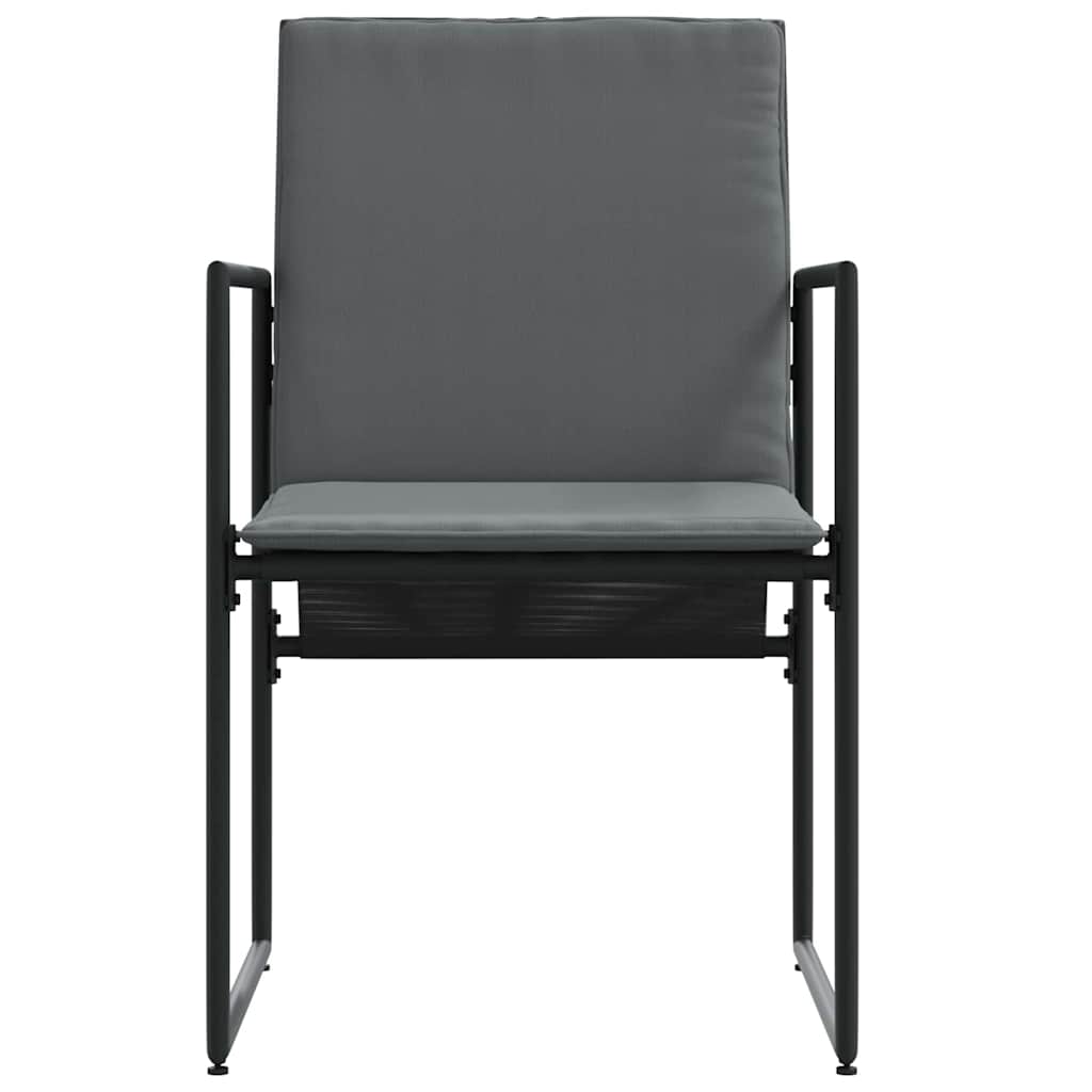 Stol med pute 4 pcs Svart og Anthracite Textilene