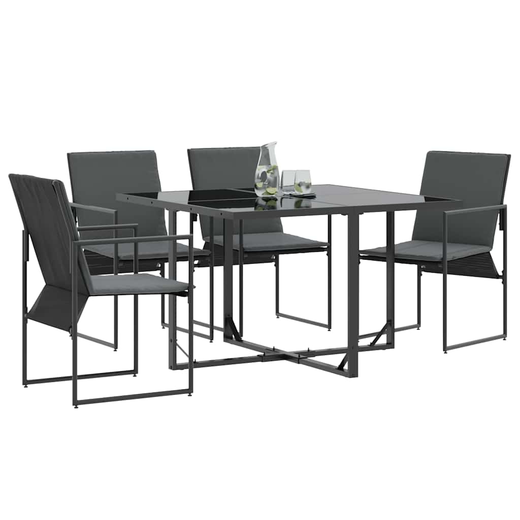 Stol med pute 4 pcs Svart og Anthracite Textilene