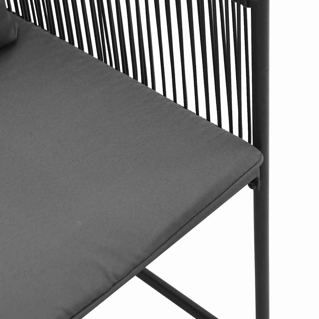 Stol med pute 4 pcs Svart og Anthracite PE Rattan