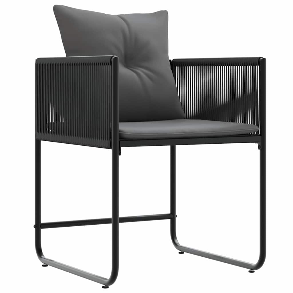 Stol med pute 4 pcs Svart og Anthracite PE Rattan
