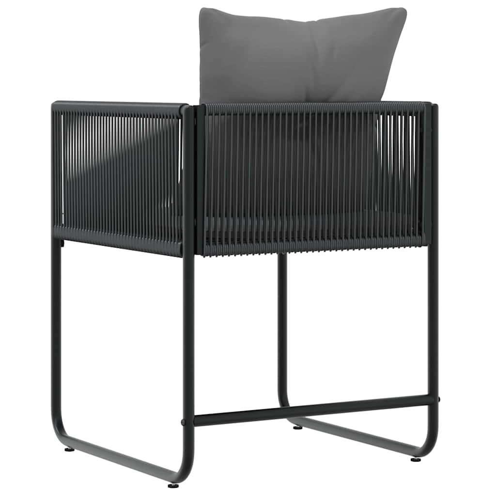 Stol med pute 4 pcs Svart og Anthracite PE Rattan