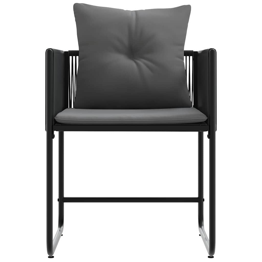 Stol med pute 4 pcs Svart og Anthracite PE Rattan