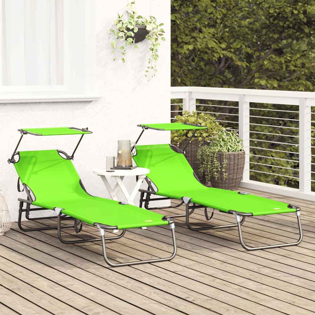 Sammenleggbar solstol 2 pcs grønn 190 x 57 x 81 cm oxford