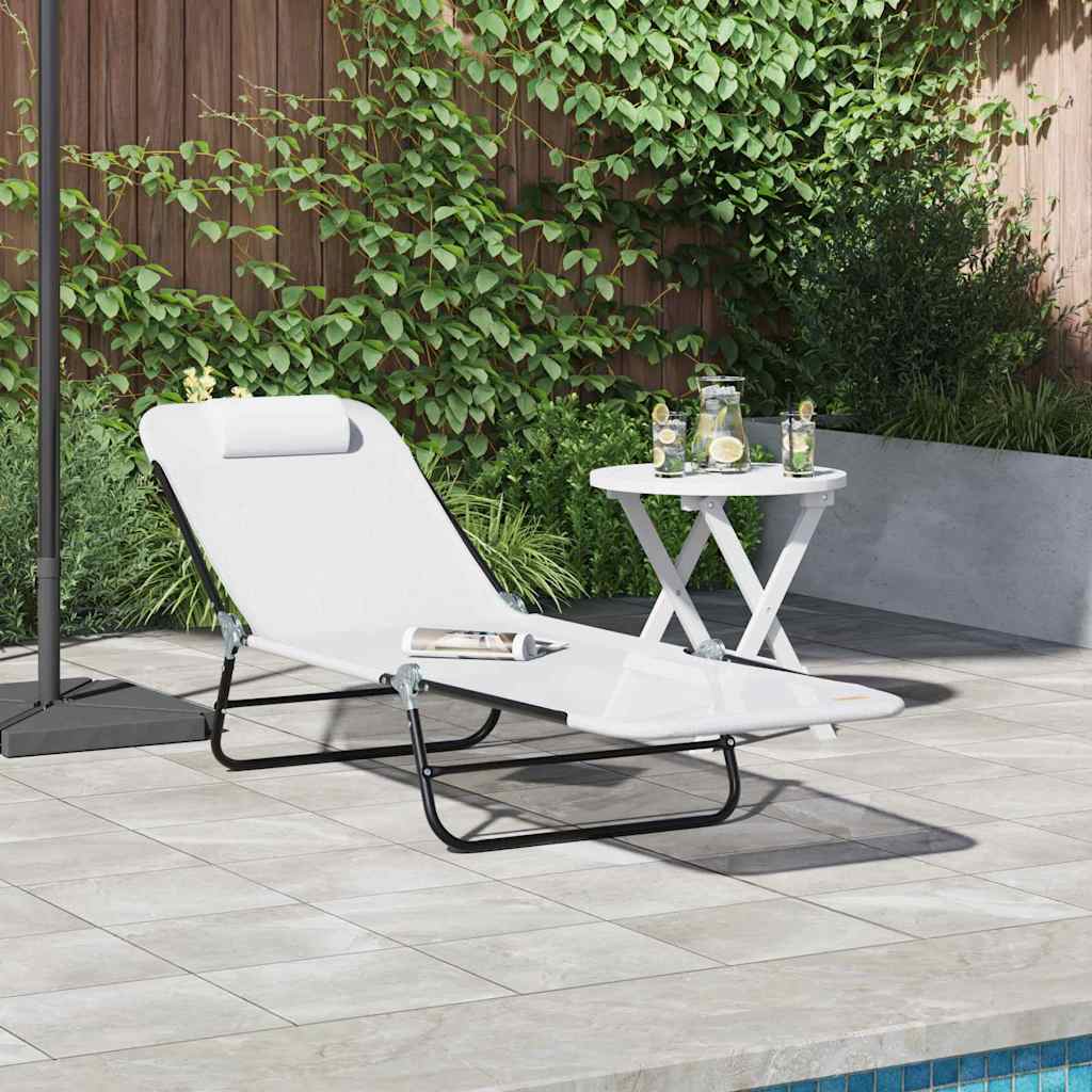 Sammenleggbar solstol Krem 182 x 55 x 85,5 cm Textilene