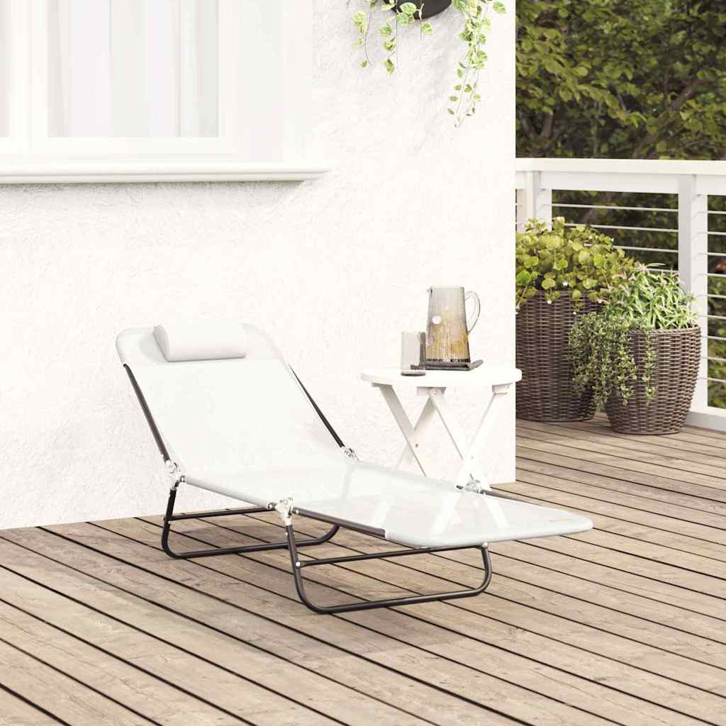 Sammenleggbar solstol Krem 182 x 55 x 85,5 cm Textilene