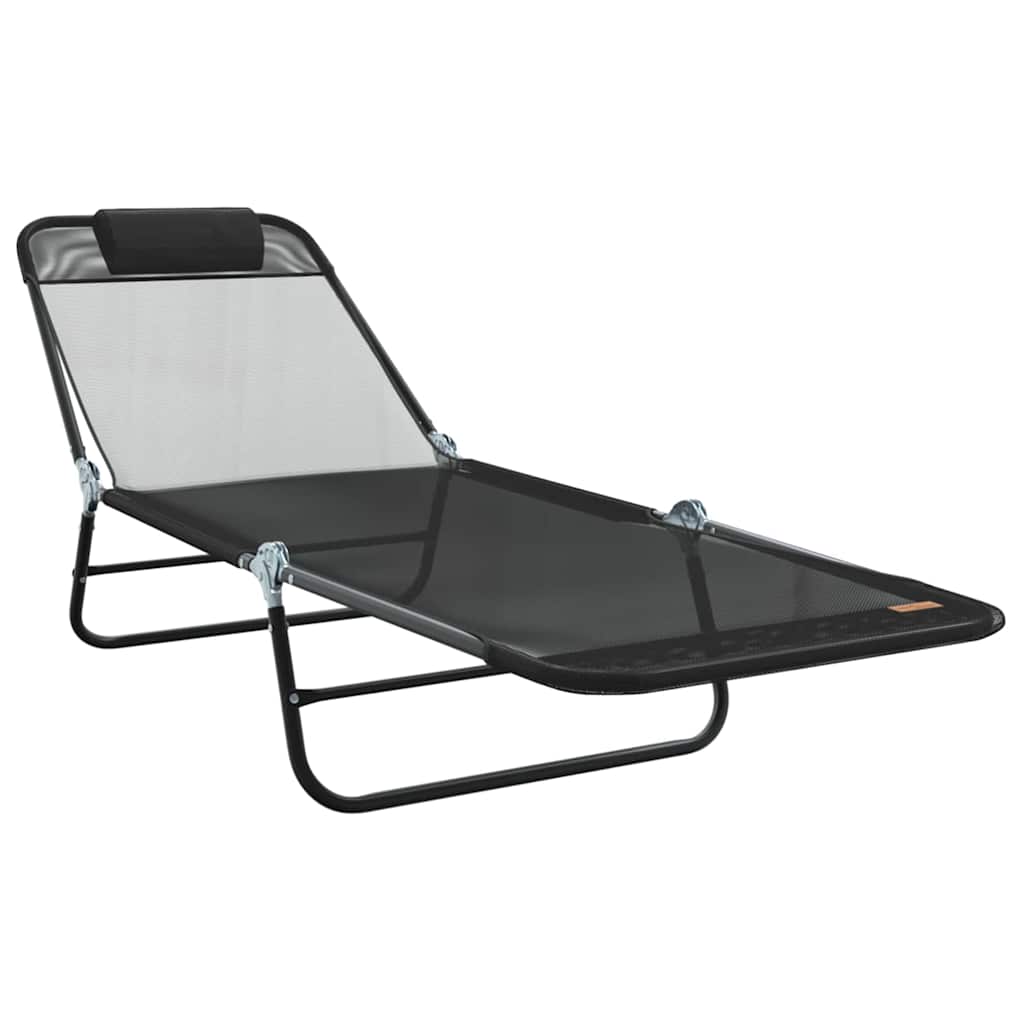Sammenleggbar solstol Svart 182 x 55 x 85,5 cm Textilene