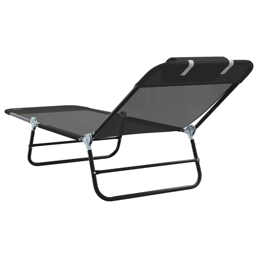 Sammenleggbar solstol Svart 182 x 55 x 85,5 cm Textilene